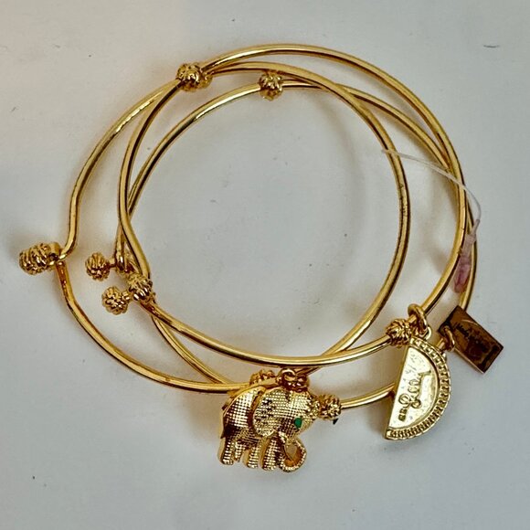 Lilly Pulitzer- NWT Set of 3 Gold Toned Charm Bracelet Bangles - Picture 1 of 4